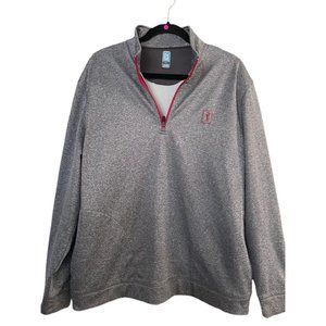 PGA Tour Men's Fleece Inside Quarter-Zip L/S Shirt Heathered Black w/Red Large